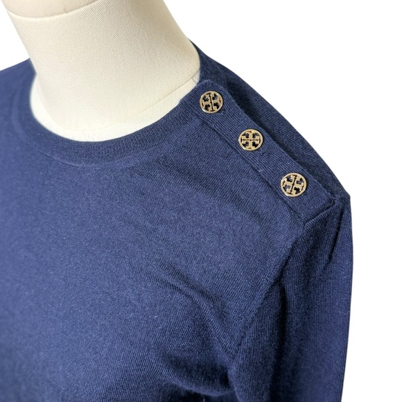 Tory Burch Sweaters - Tory Burch Logo Button Cashmere Sweater in Navy Blue Size XS